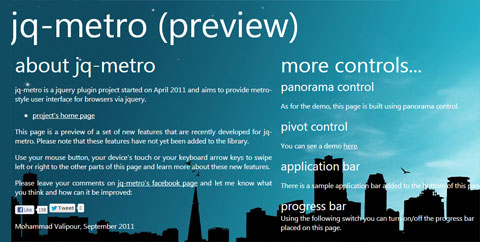 jq-metro: Metro UI jQuery Plugin