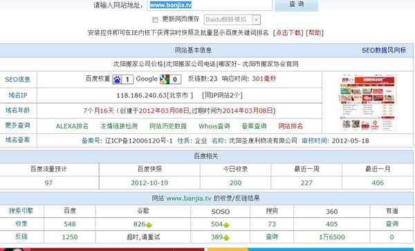 10月20日CNZZ查询截图